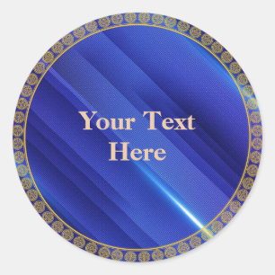 Royal Blue Pattern mit goldfarbenem Rahmen Runder Aufkleber