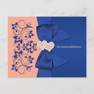 Royal Blue, Peach floral, Heart Enclosure Card Begleitkarte