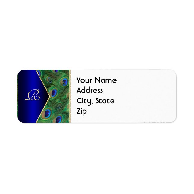 Royal Blue Peacock Address Label (Vorne)