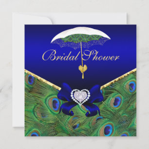 Royal Blue Peacock Brautparty Invite Einladung