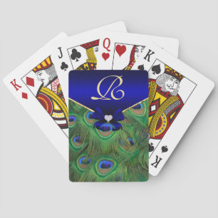 Royal Blue Peacock Monogram Playing Cards Spielkarten
