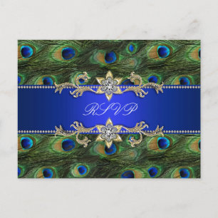 Royal Blue Peacock UAWG Postcard Einladungspostkarte
