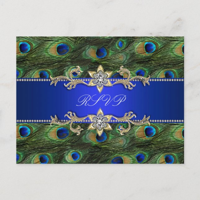 Royal Blue Peacock UAWG Postcard Einladungspostkarte (Vorderseite)