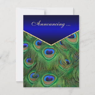Royal Blue Peacock Wedding Ankündigung