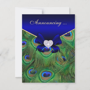 Royal Blue Peacock Wedding Ankündigung