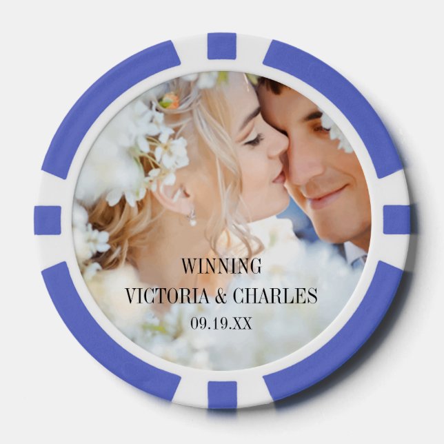 Royal Blue Personalisiert Your Foto Gastgeschenke  Pokerchips (Vorderseite)