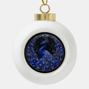 Royal Blue Pfau Crystal Glamour Keramik Kugel-Ornament