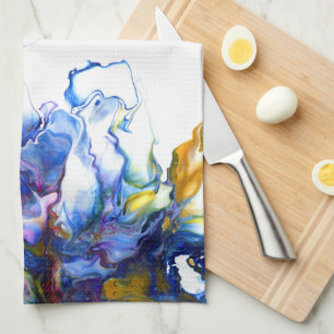 Royal Blue & Pink Abstrakt Fluid Art Geschirrtuch