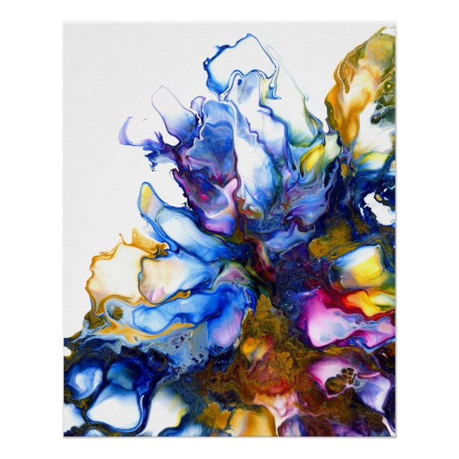 Royal Blue & Pink Abstrakt Fluid Art Poster (Vorderseite)
