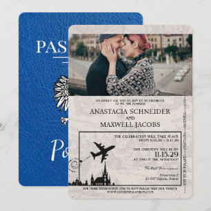 Royal Blue Poland Passport Hochzeitseinladung Einladung