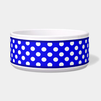 Royal Blue Polka Dot Pattern Keramik Dog Bowl Napf