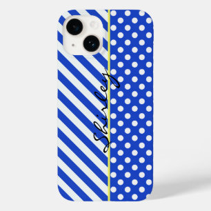 Royal Blue Polka Dots and Stripes by ShirleyTaylor Case-Mate iPhone 14 Hülle