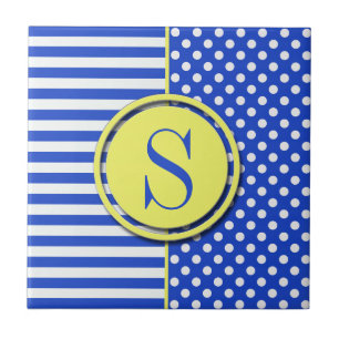 Royal Blue Polka Dots and Stripes-Monogram STaylor Fliese