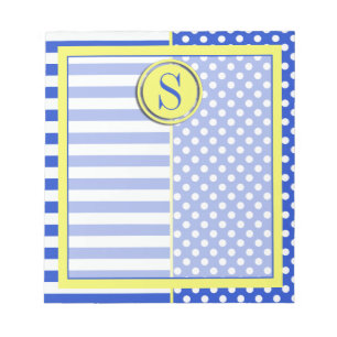 Royal Blue Polka Dots and Stripes Monogram STaylor Notizblock