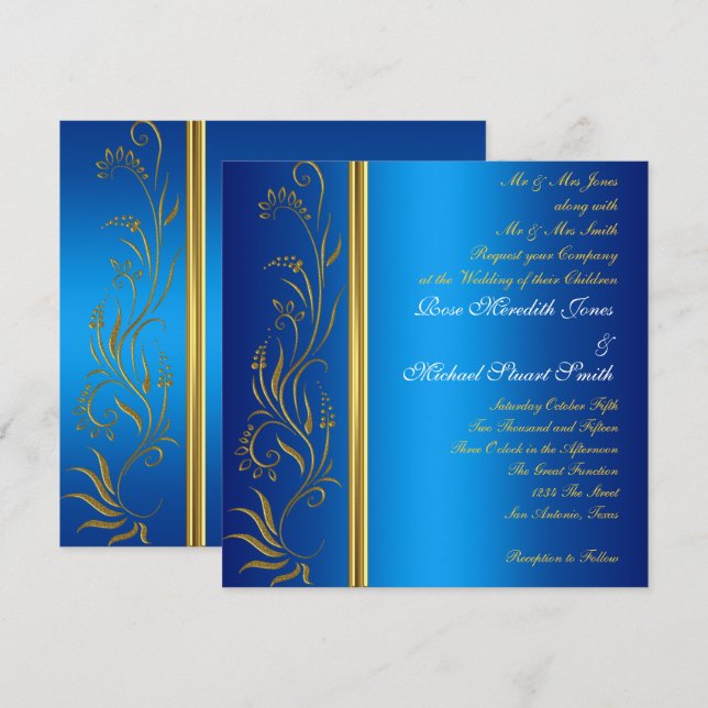 Royal Blue Popular Wedding Einladung (Vorne/Hinten)