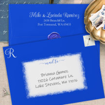Royal Blue Pre-adressierte 12x18 Monogram Quincean