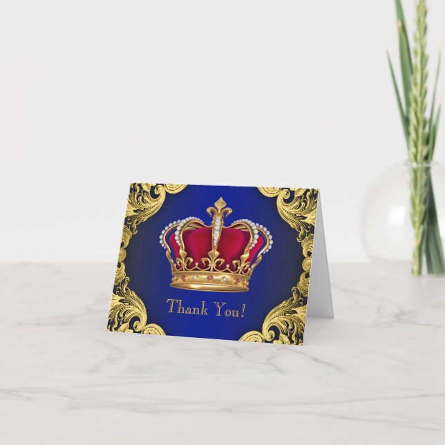 Royal Blue Prince Crown Vielen Dank an Ihre Karten (Vorderseite)