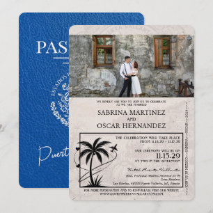Royal Blue Puerta Vallarta Passport Wedding Einladung