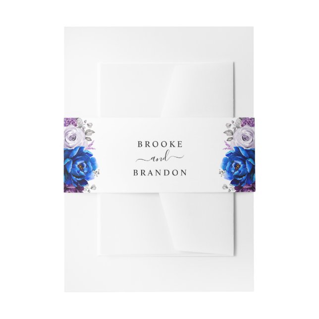 Royal Blue Purple Navy Lilac Blooms Wedding Einladungsbanderole (Vorderseite Beispiel)