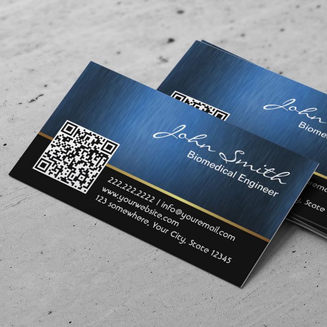 Royal Blue QR Code Biomedical Business Card Visitenkarte (Von Creator hochgeladen)