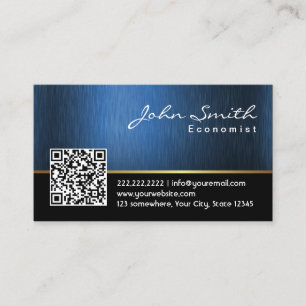 Royal Blue QR Code Economist Business Card Visitenkarte
