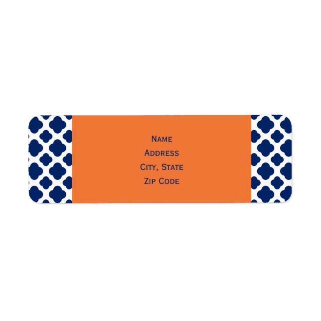 Royal Blue Quatrefoil Pattern mit Orange (Vorne)