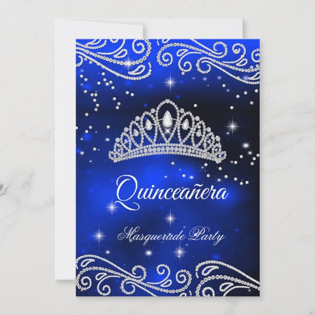 Royal Blue Quinceanera 15. Geburtstag Einladung (Vorderseite)