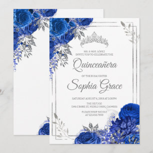Royal Blue Quinceañera Butterflies Mis Quince Einladung
