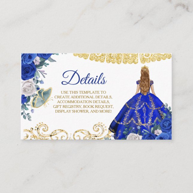 Royal Blue Quinceañera - Carte détaillée (Devant)