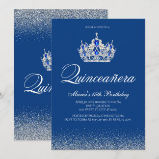 Royal Blue Quinceanera Einladungen
