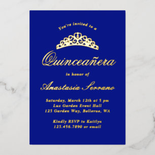 Royal Blue Quinceanera Folieneinladung