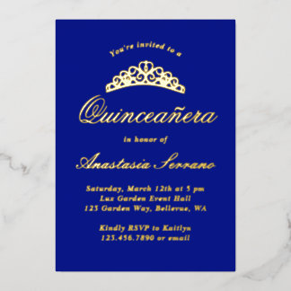 Royal Blue Quinceanera Folieneinladung