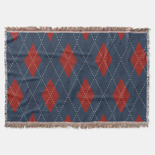 Royal Blue Raute Weihnachtsmuster Decke (Vorderseite)
