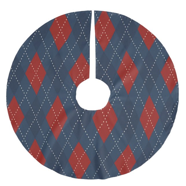 Royal Blue Raute Weihnachtsmuster Polyester Weihnachtsbaumdecke (Vorderseite)