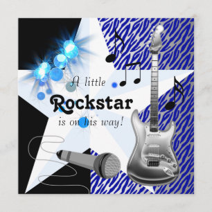 Royal Blue Rock Star Baby Dusche Einladung