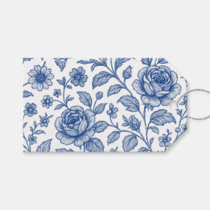 Royal Blue Rose Blumenmuster Geschenkanhänger