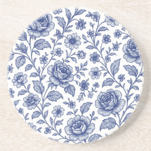 Royal Blue Rose Blumenmuster Getränkeuntersetzer