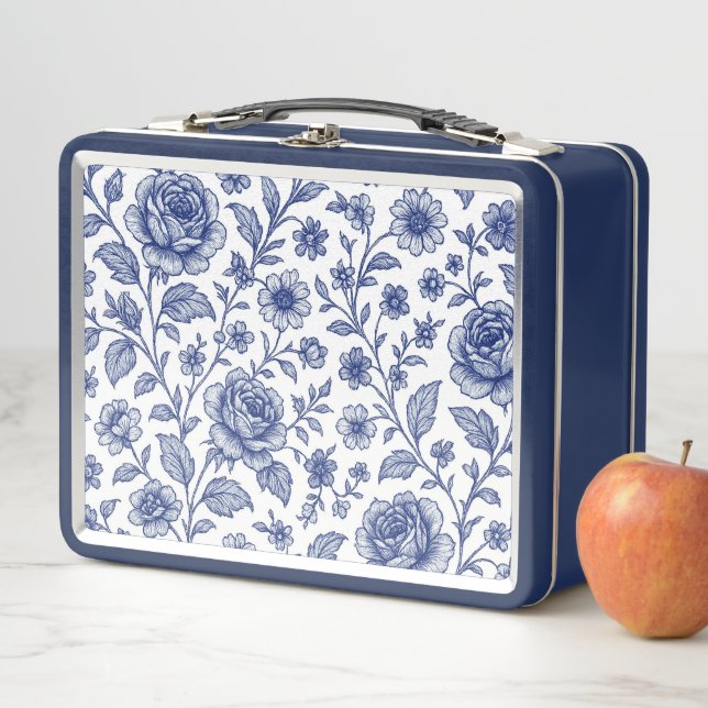 Royal Blue Rose Blumenmuster Metall Brotdose (Beispiel)