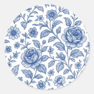 Royal Blue Rose Blumenmuster Runder Aufkleber