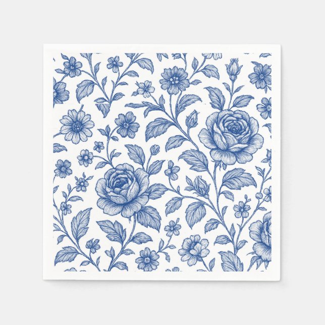 Royal Blue Rose Blumenmuster Serviette (Vorderseite)
