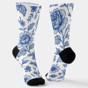 Royal Blue Rose Blumenmuster Socken