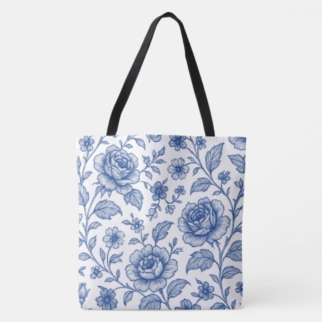 Royal Blue Rose Blumenmuster Tasche (Vorderseite)