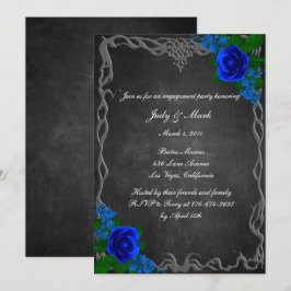 Royal Blue Rose Chalk Board Fall Engagement Party Einladung