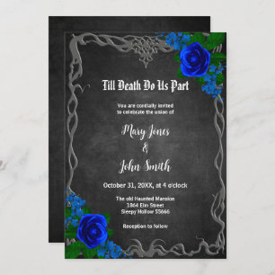 Royal Blue Rose Chalk Board Hochzeit im Herbst Einladung