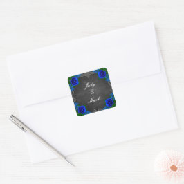 Royal Blue Rose Chalk Board Hochzeit im Herbst Sie Quadratischer Aufkleber