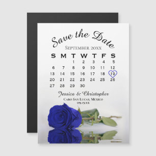 Royal Blue Rose Enregistrer la date Magnet Calendr