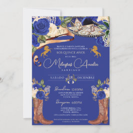 Royal Blue Rose Extravagant Mariachi Charro Quince Einladung