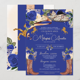 Royal Blue Rose Extravagant Mariachi Charro Quince Einladung