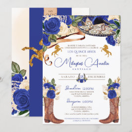 Royal Blue Rose Extravaganter Western Charro Quinc Einladung
