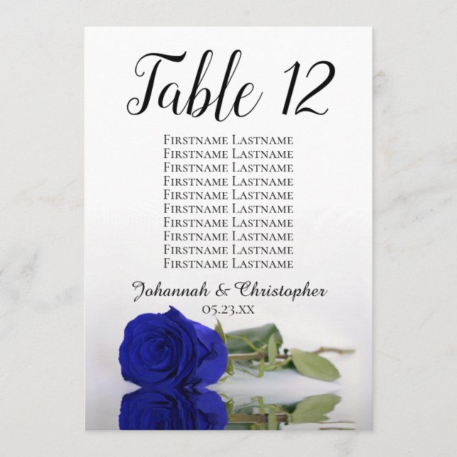 Royal Blue Rose Hochzeitstisch Hochzeitskarte Groß (Vorderseite)